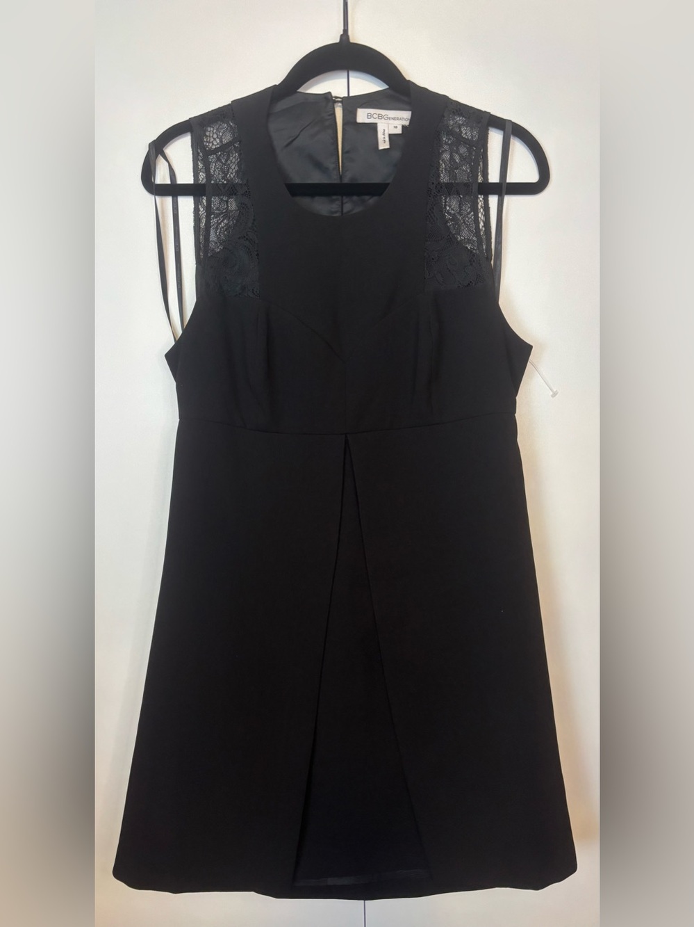 BCBGeneration Black Lace Shoulder A-Line Dress